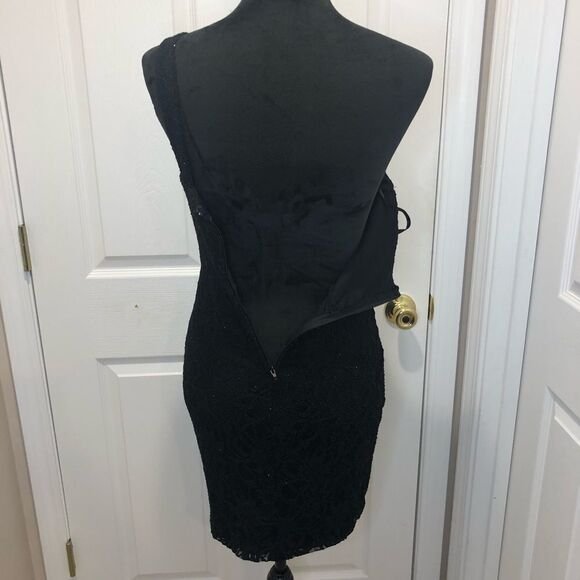 City Studio shimmering lace black dress with pearl and rhinestone strap, size 3 - Picture 11 of 11